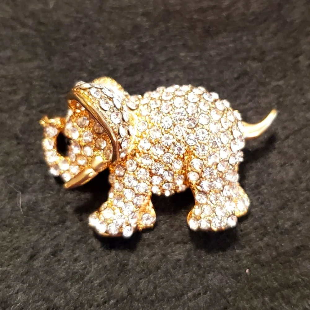 Crystal Encrusted Elephant Brooch